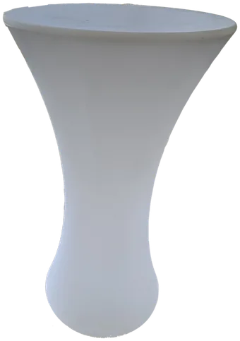 Timesquare CQ-F744 LED cocktail table in its white stretch cover, on a dark stage